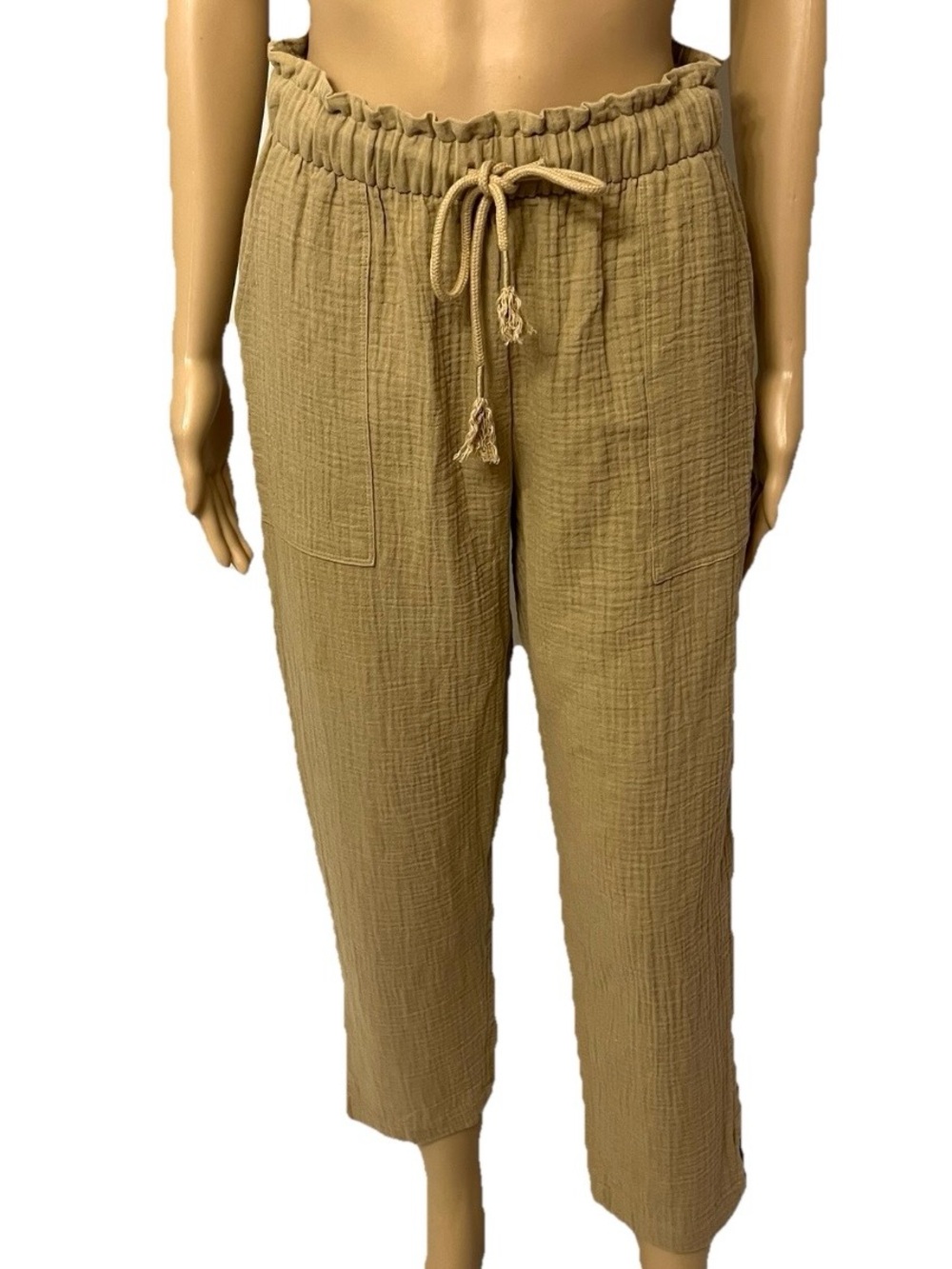 Madewell Women’s Brown Cotton Gauze Fiji Pull On Ankle Pants XS New w/tag